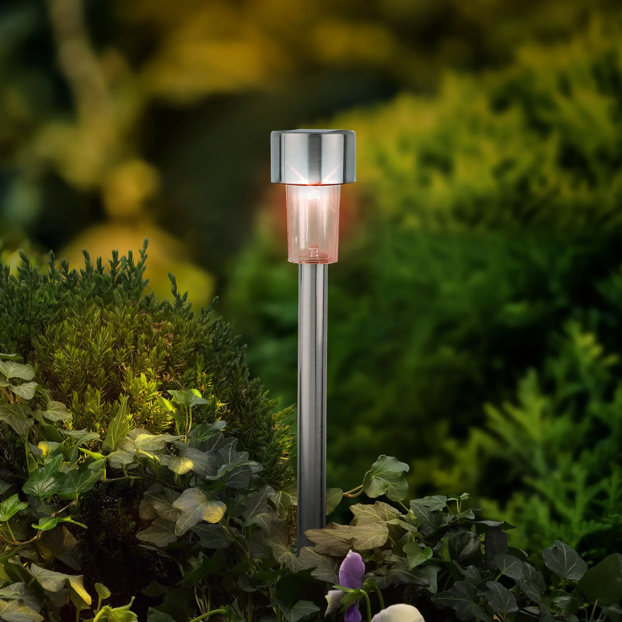 LED Solar Außenleuchte 24 cm, Edelstahl, mit Farbwechsel